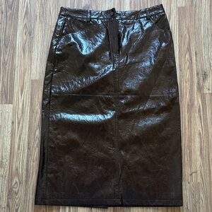 Elegant Brown Leather Skirt
